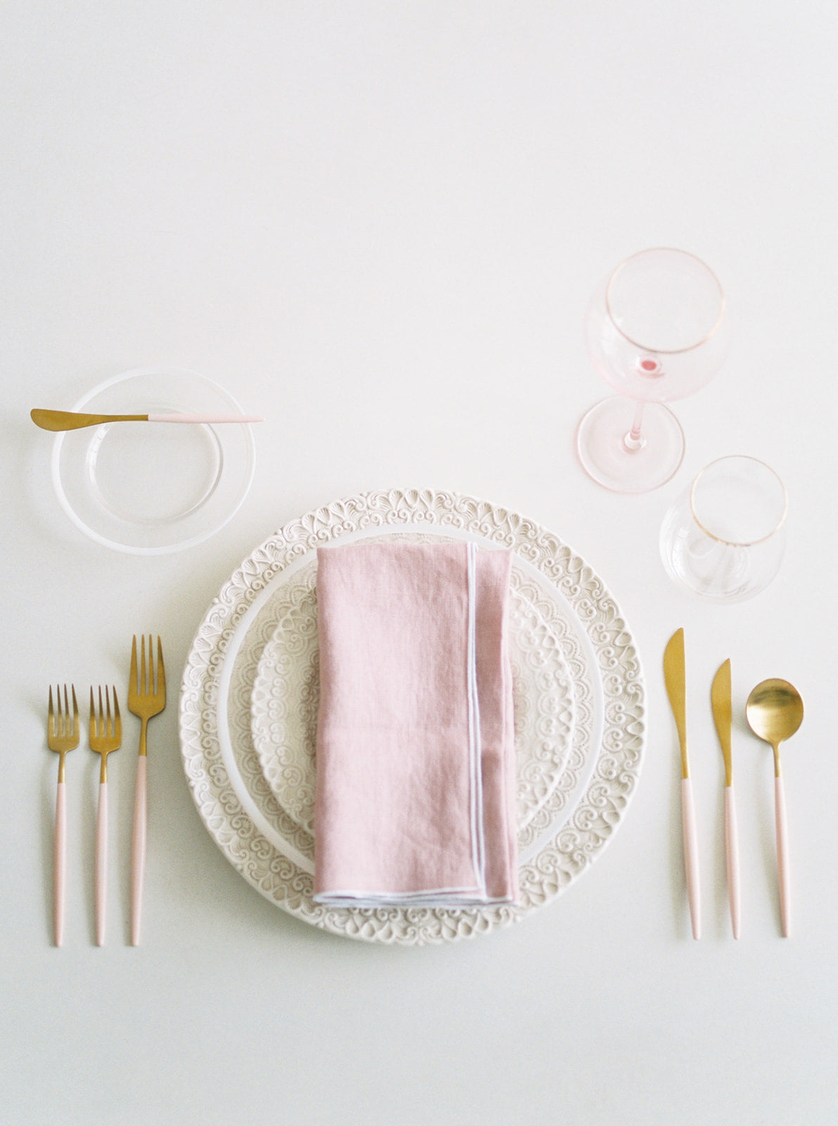 Stone Washed Linen Napkins – Rosewater with White Trim (Set of 4)