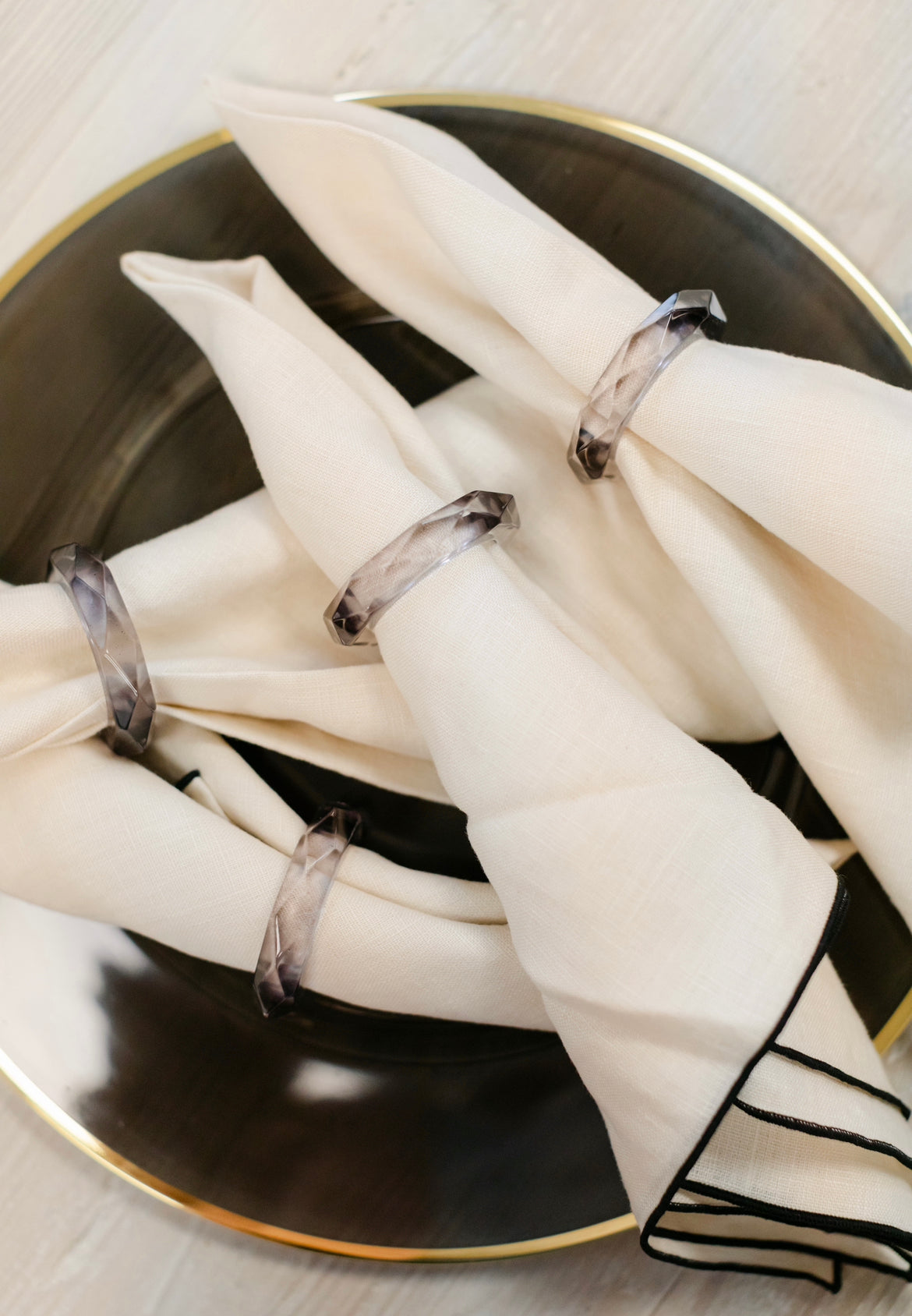 Prism Napkin Rings – Charcoal (Set of 4)