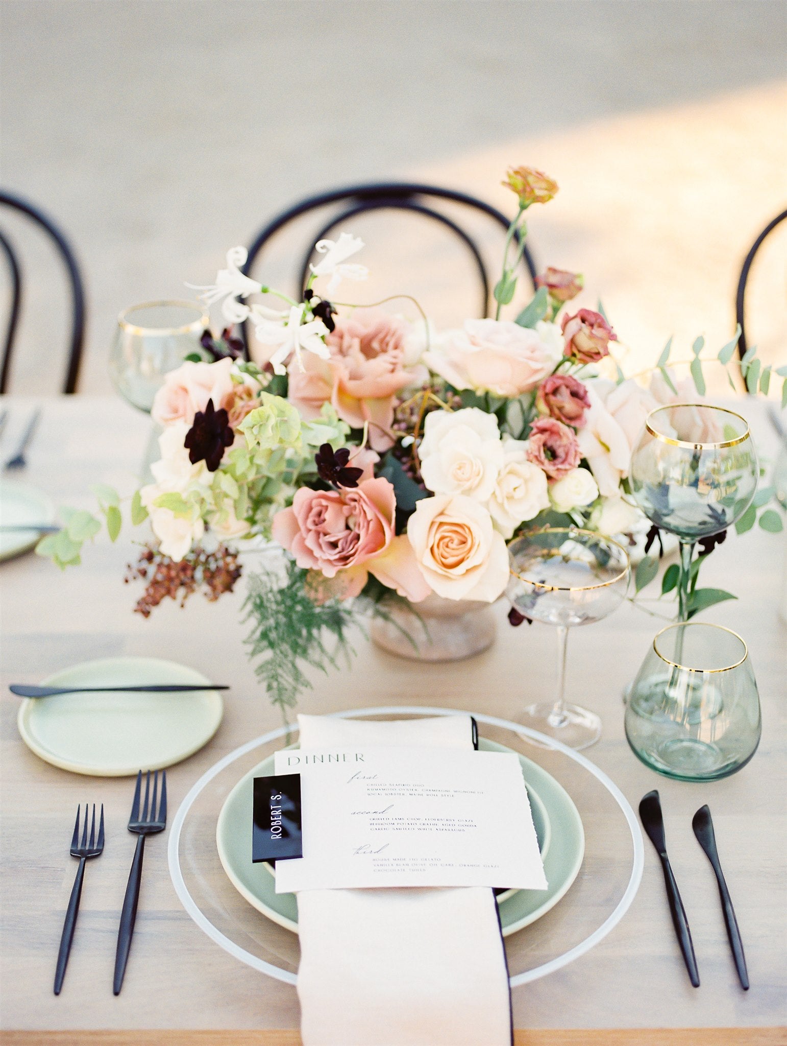 Siren Short Stemless Goblets – Sage with Gold Rim (Set of 4)