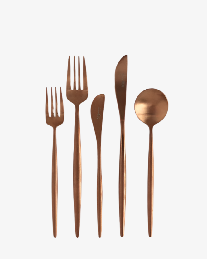 Luna Flatware — Brushed Rose Gold (5 Piece Set)