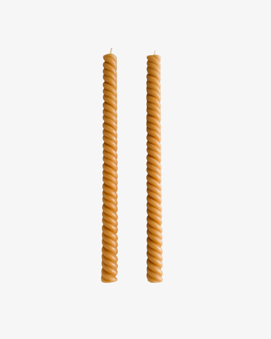 Oro helix taper candle in golden yellow made of 100% beeswax, set of 2