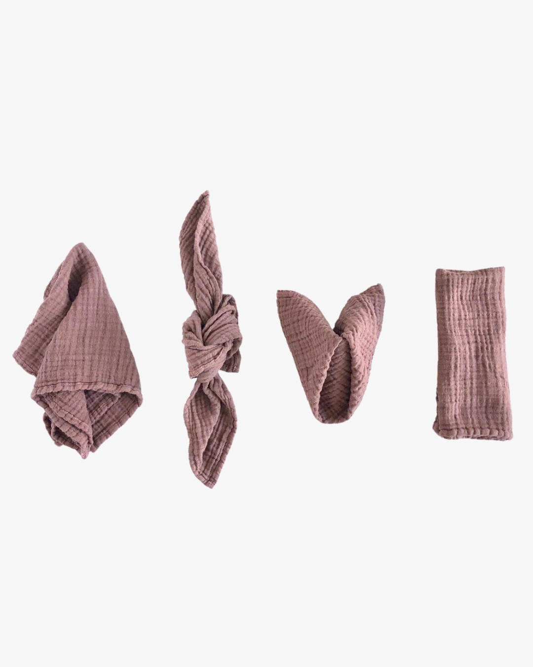 Pinot organic cotton napkins in neutral, mauve tone with crinkled texture, set of 4
