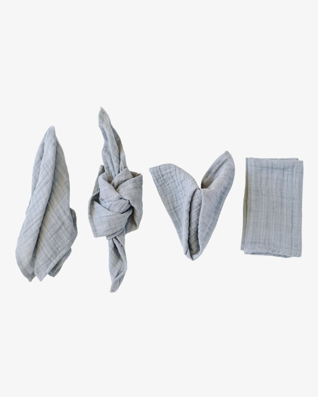 Stone organic cotton napkins in light grey with crinkled texture, set of 4