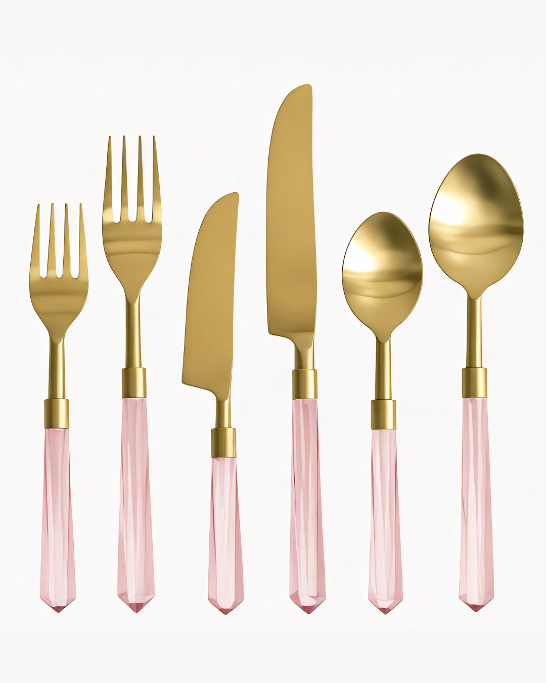 Prism Flatware – Rosewater + Gold (6-Piece Set)