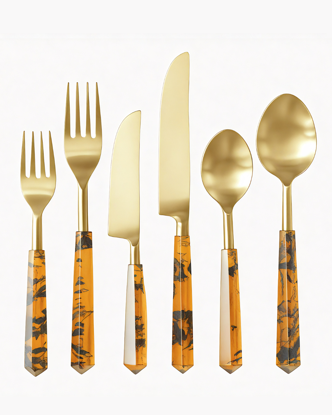 Prism Flatware – Tortoise + Gold (6-Piece Set)
