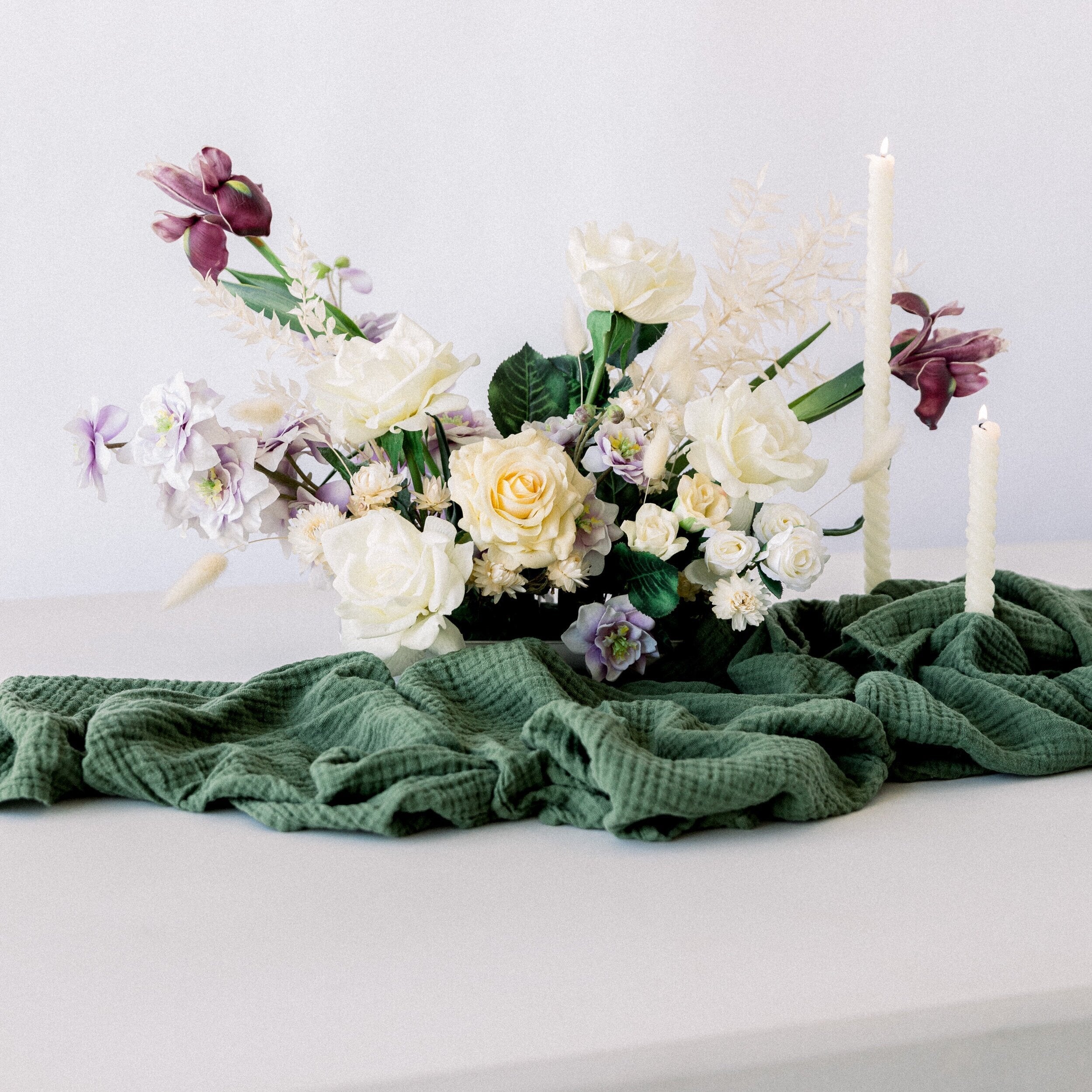 Organic Cotton Table Runner – Olive