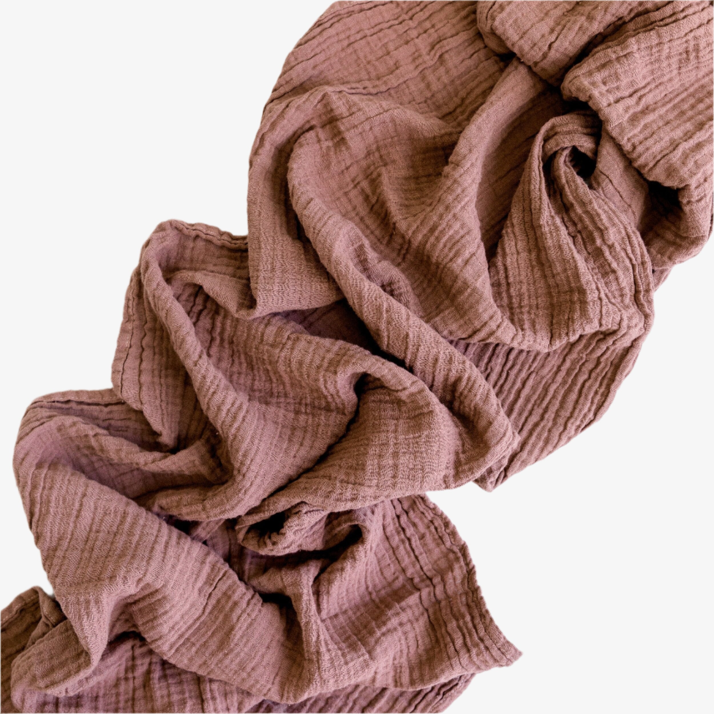 Pinot organic cotton runner in neutral mauve with crinkled texture, 156 inches long