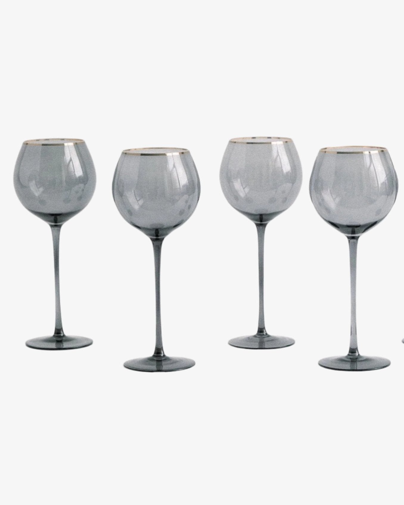 Siren White Wine Goblets – Charcoal with Gold Rim (Set of 4)