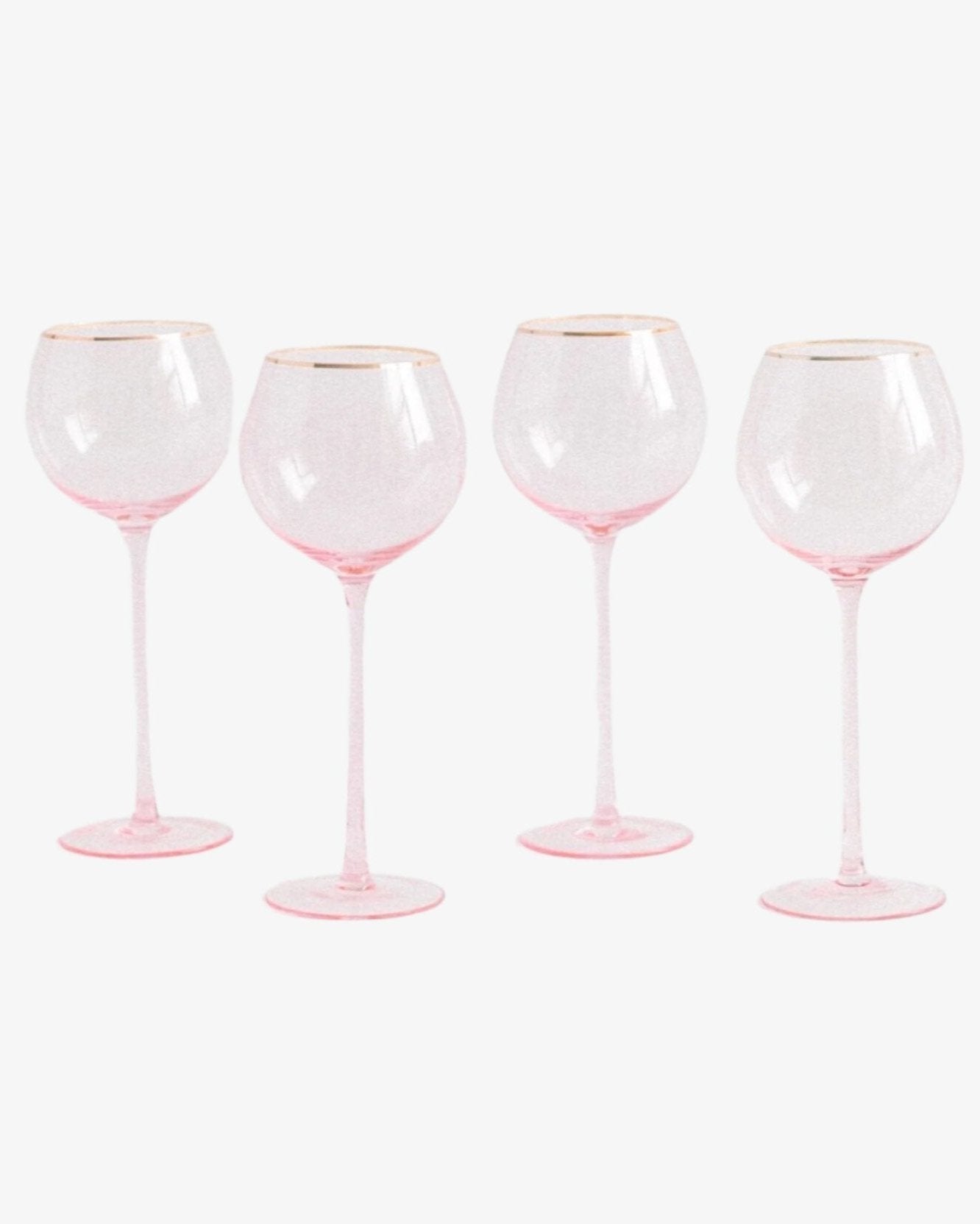 Siren White Wine Goblets – Rosewater with Gold Rim (Set of 4)