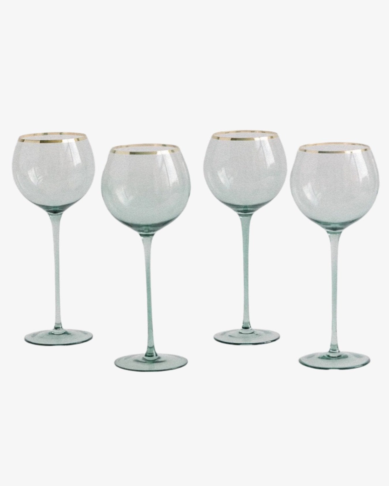 Siren White Wine Goblets – Sage with Gold Rim (Set of 4)