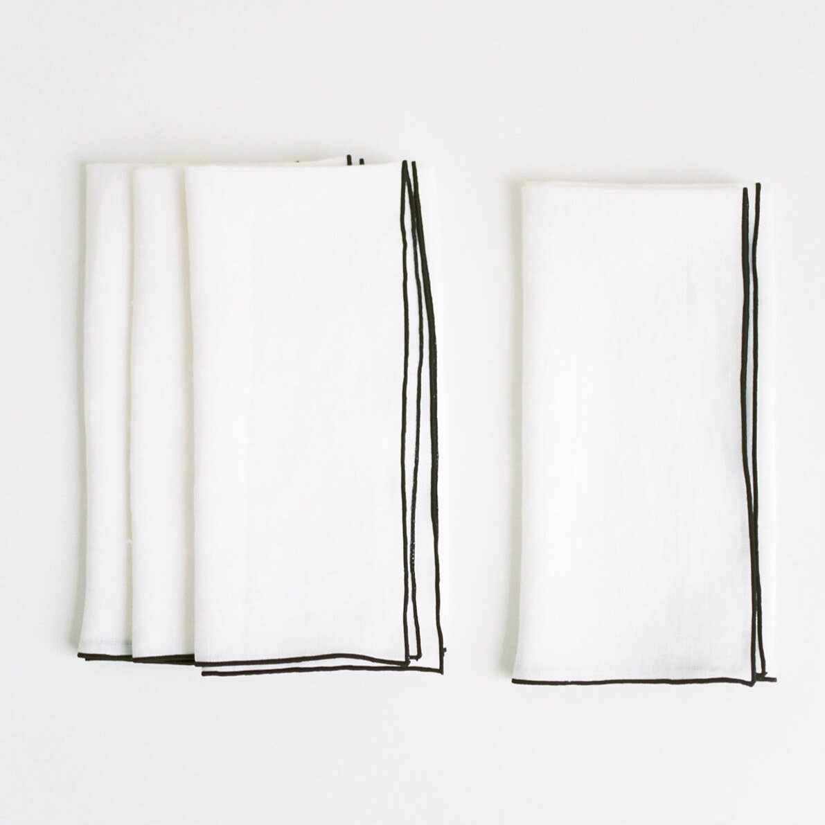 Stonewashed linen - pure 100% linen cocktail napkin or coaster antique  white with black stripes stone washed flax pre-washed laundered Europe  European linen napkins set – L i n e n C a s a