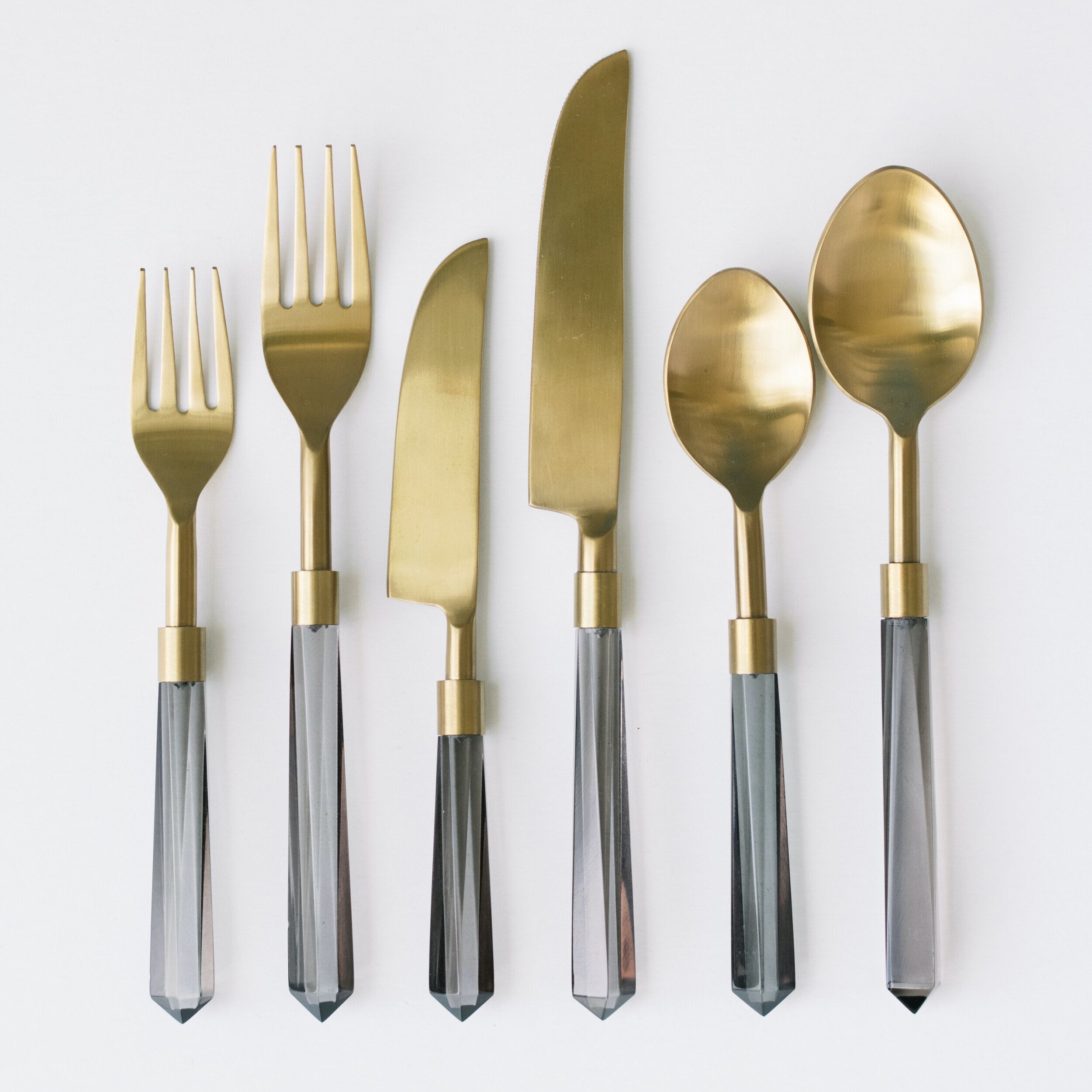 Altin 6 Piece Flatware Set - Black and Gold – Tea + Linen