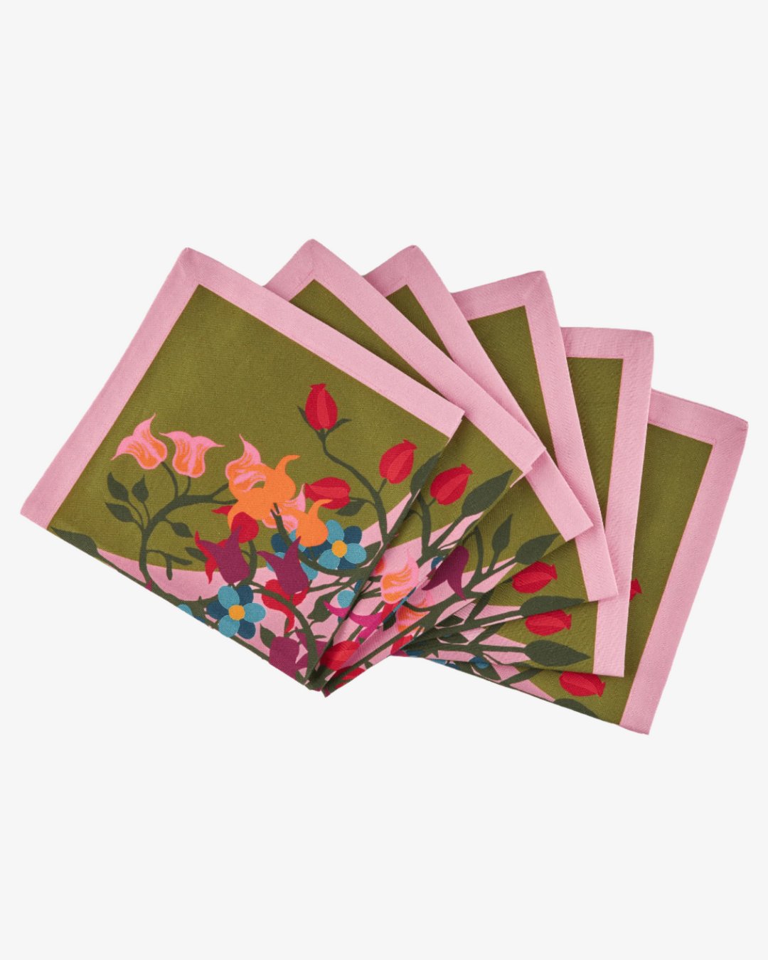 6 Napkins Blumen Green