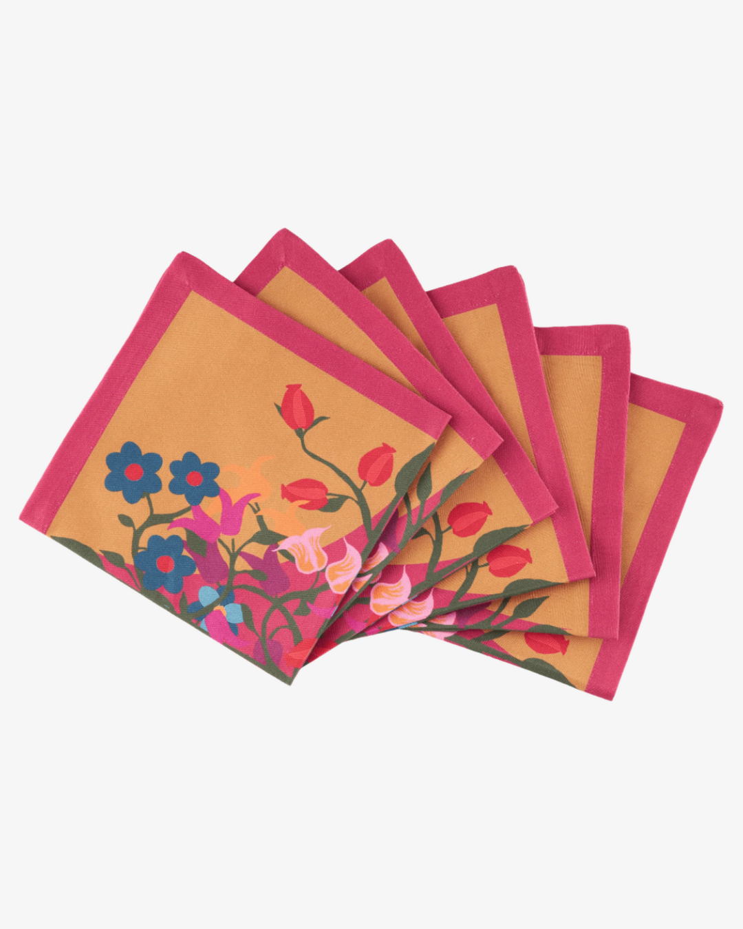 6 Napkins Blumen Orange