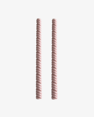 Smoked lilac helix taper candle in muted lavender made of 100% beeswax, set of 2