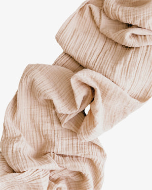 Nude organic cotton runner in neutral skin tone with crinkled texture, 156 inches long