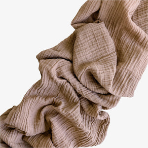 Fawn organic cotton runner in soft brown with crinkled texture, 156 inches long