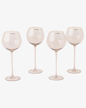 Siren White Wine Goblets – Fawn with Gold Rim (Set of 4)