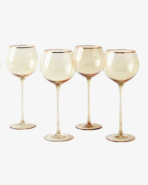 Siren White Wine Goblets – Oro with Gold Rim (Set of 4)