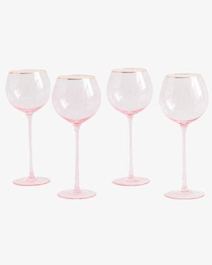 Siren White Wine Goblets – Rosewater with Gold Rim (Set of 4)