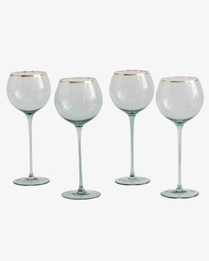 Siren White Wine Goblets – Sage with Gold Rim (Set of 4)
