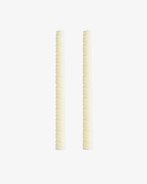Cathedral helix taper candle in ivory, off white made of 100% beeswax, set of 2