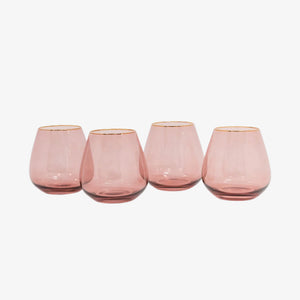 Siren Short Stemless Goblets – Pinot with Gold Rim (Set of 4)