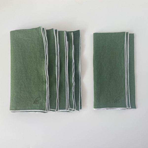 Sage green 100% linen cloth napkins for rent