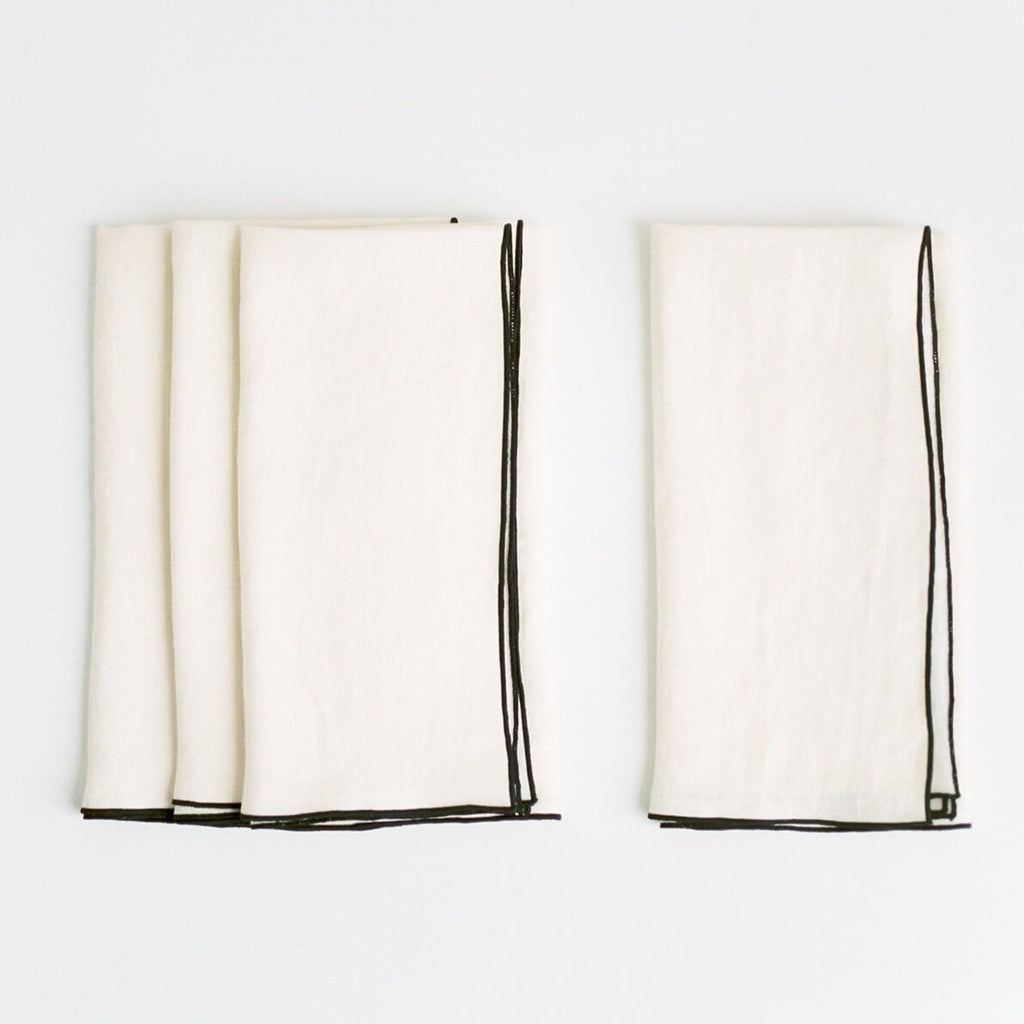 STONE WASHED LINEN NAPKINS // NUDE + WHITE TRIM – borrowed BLU