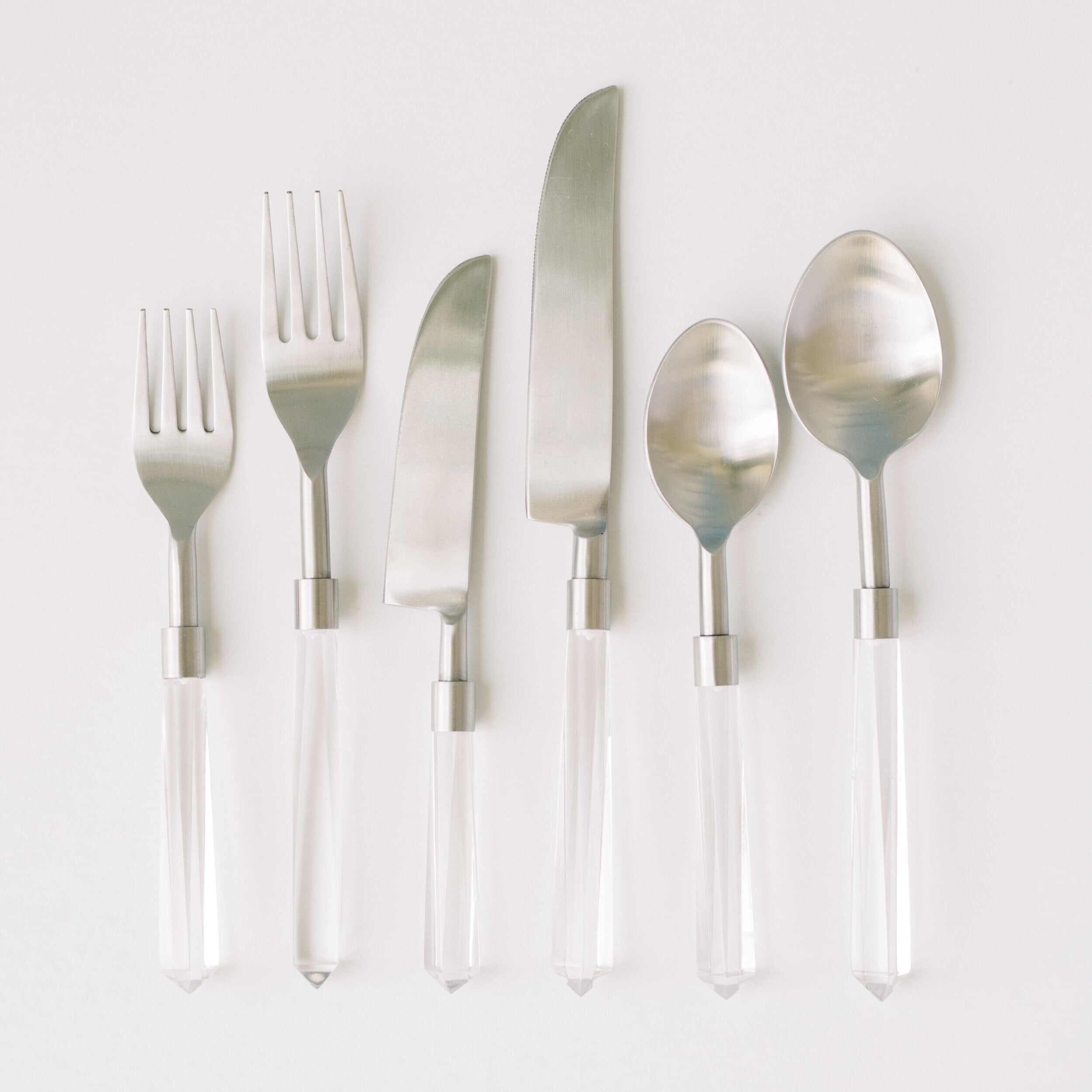 PRISM FLATWARE // CLEAR + SILVER RENTAL RESALE